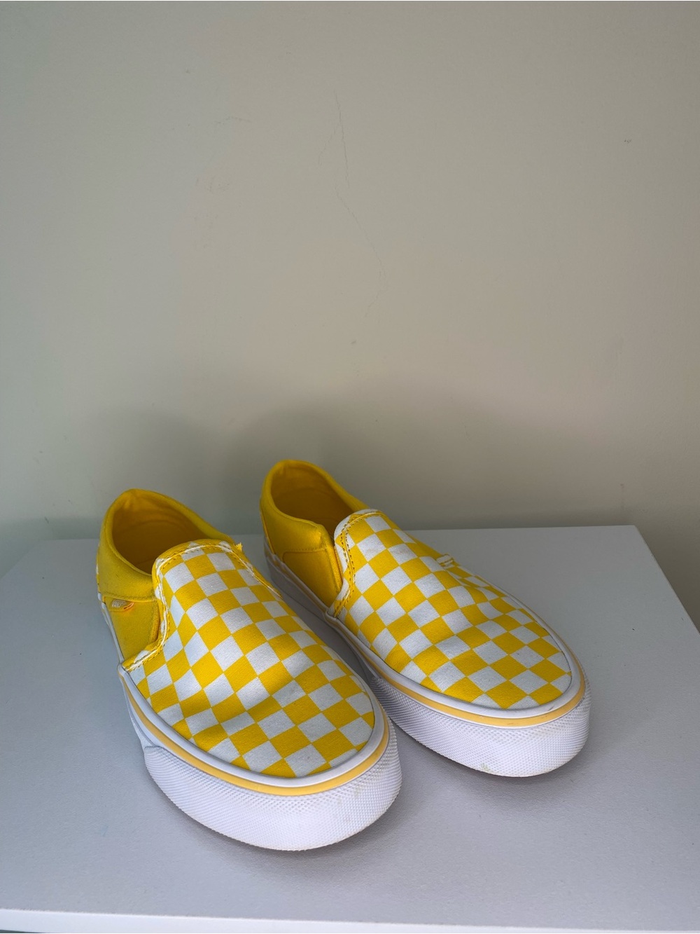 Vans Checkerboard Slip-On Sneakers - Yellow & White